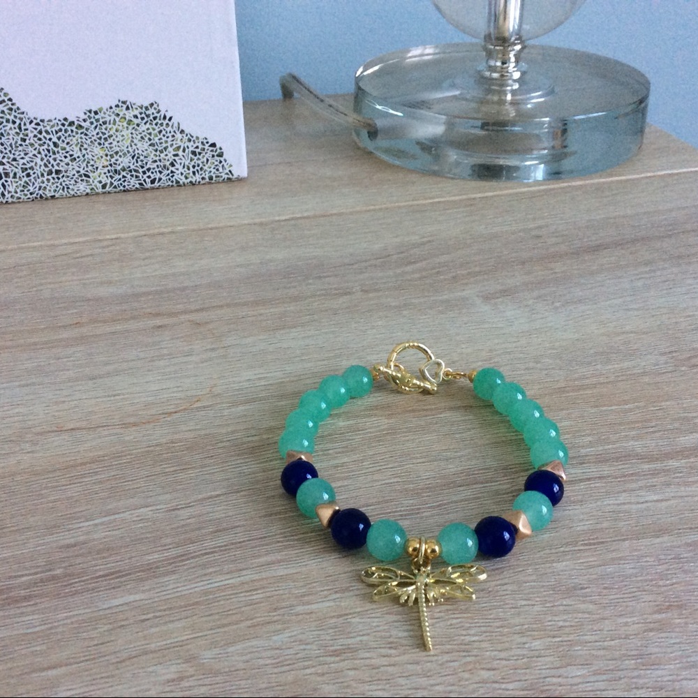 Green/purple beaded bracelet